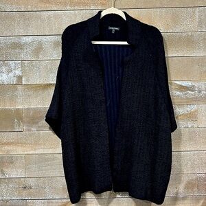 Eileen Fisher system silk Sheen Jacquard Black Stand Collar size Small